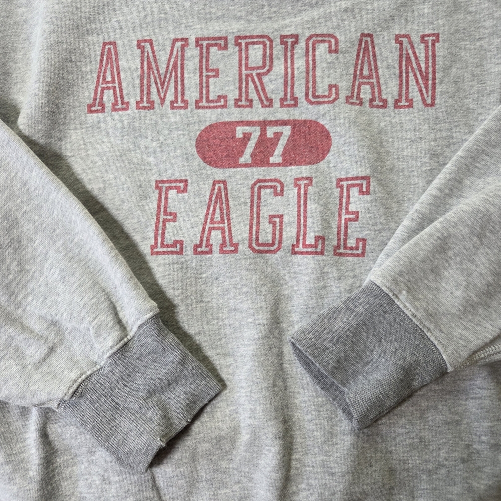 AEO Graphic Fleece Crewneck Sweatshirt Gray Pink Size XS - Picture 7 of 15